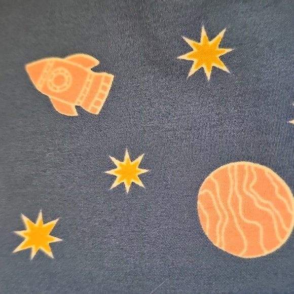 Toddler Girl's Blue Dress w/Bows, Space Theme, Cotton Blend, 1 Yr Old - Picture 4 of 13